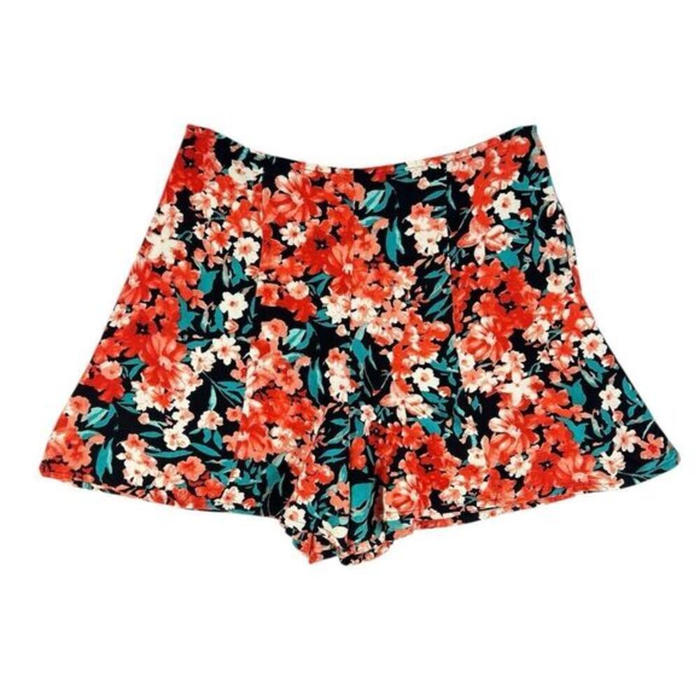 Kimchi Blue Black Orange Floral High Waisted Flowy Shorts Size‎ 4